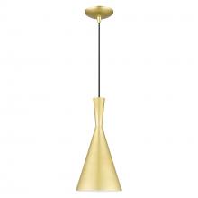 Livex Lighting 41185-33 - 1 Light Soft Gold Pendant with Polished Brass Finish Accents