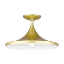 Livex Lighting 41189-33 - 1 Light Soft Gold Semi-Flush with Polished Brass Finish Accents