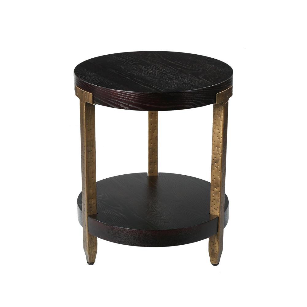 Round End Table with Gold Leg