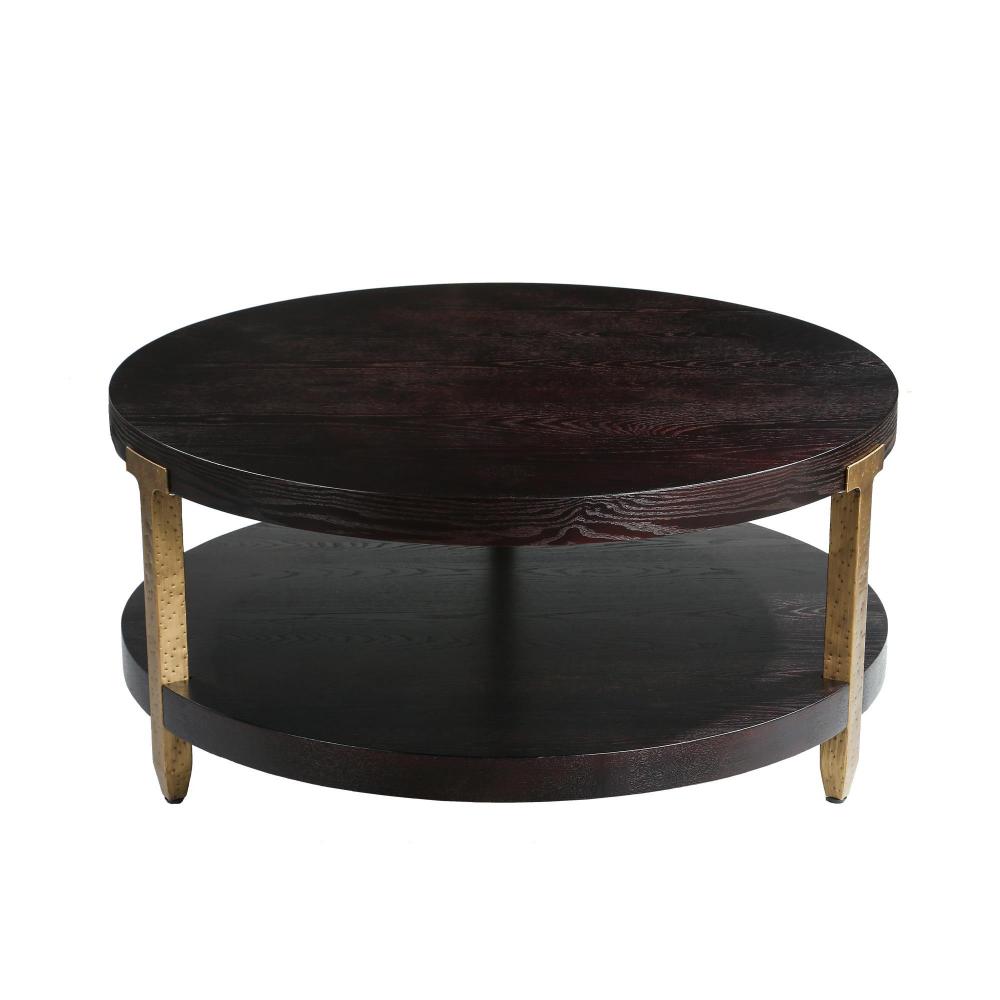 Round Coffee Table with Gold Leg