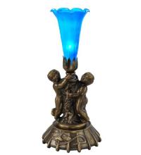 Meyda Green 11533 - 12" High Blue Pond Lily Twin Cherub Mini Lamp