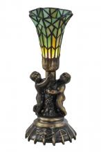Meyda Green 151922 - 13" High Stained Glass Pond Lily Twin Cherub Accent Lamp