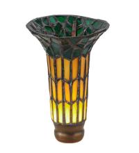 Meyda Green 16582 - 4" Wide X 6" High Stained Glass Pond Lily Amber and Green Shade