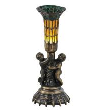 Meyda Green 18451 - 13" High Stained Glass Pond Lily Twin Cherub Accent Lamp
