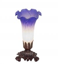 Meyda Green 231540 - 8" High Blue/White Pond Lily Victorian Mini Lamp