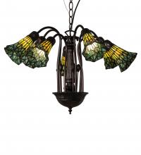 Meyda Green 236537 - 24" Wide Stained Glass Pond Lily 7 Light Chandelier