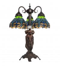 Meyda Green 245483 - 23" High Tiffany Hanginghead Dragonfly 3 Light Table Lamp