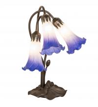 Meyda Green 251859 - 16" High Blue/White Pond Lily Tiffany Pond Lily 3 Light Accent Lamp