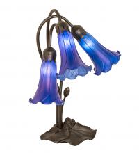 Meyda Green 254291 - 16" High Blue Tiffany Pond Lily 3 Light Accent Lamp