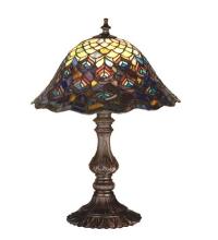 Meyda Green 67885 - 16.5"H Tiffany Peacock Feather Accent Lamp