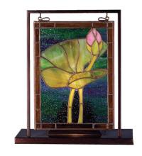 Meyda Green 68353 - 9.5"W X 10.5"H Tiffany Pond Lily Lighted Mini Tabletop Window