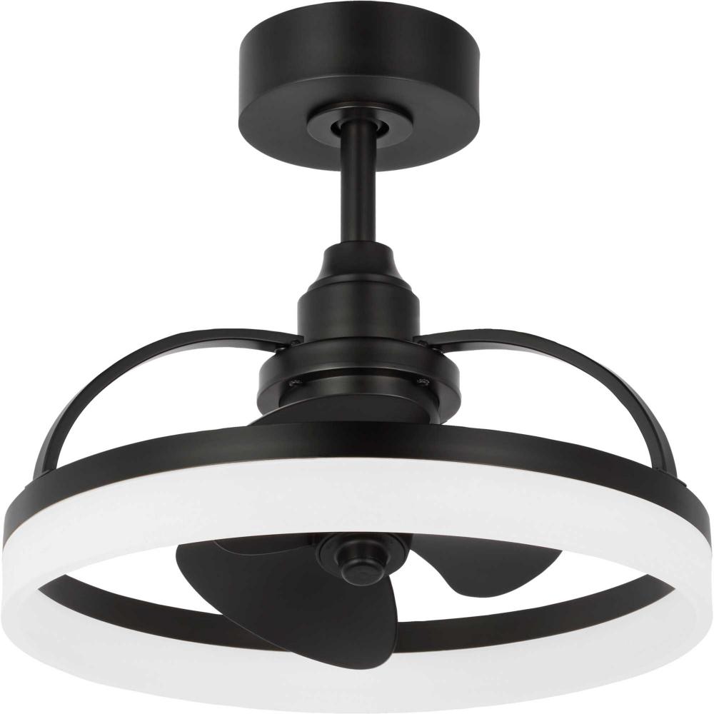 Shear Collection Oscillating Three-Blade Matte black Ceiling Fan with Matte Black Blades