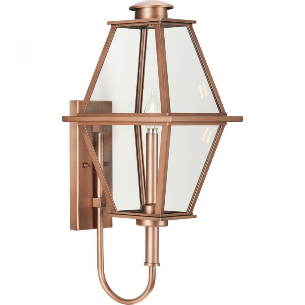 Bradshaw Collection One-Light Antique Copper Clear Glass Transitional Medium Outdoor Wall Lantern