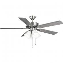 Progress P250081-009-WB - AirPro 52 in. Brushed Nickel 5-Blade AC Motor Transitional Ceiling Fan with Light