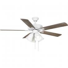 Progress P250081-030-WB - AirPro 52 in. White 5-Blade AC Motor Transitional Ceiling Fan with Light