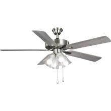 Progress P250085-009-WB - AirPro 52 in. Brushed Nickel 5-Blade AC Motor Transitional Ceiling Fan with Light