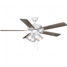 Progress P250085-030-WB - AirPro 52 in. White 5-Blade AC Motor Transitional Ceiling Fan with Light