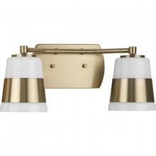 Progress P300443-163 - Haven Collection Two-Light Vintage Brass Opal Glass Luxe Industrial Bath Light
