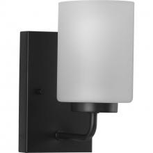 Progress P300327-031 - Merry Collection One-Light Matte Black and Etched Glass Transitional Style Bath Vanity Wall Light