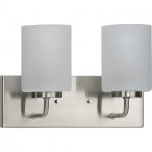 Progress P300328-009 - Merry Collection Two-Light Brushed Nickel and Etched Glass Transitional Style Bath Vanity Wall Light
