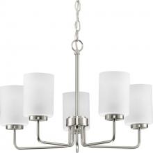 Progress P400275-009 - Merry Collection Five-Light Brushed Nickel and Etched Glass Transitional Style Chandelier Light