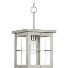 Progress P500317-009 - Hedgerow Collection One-Light Brushed Nickel and Grey Washed Oak Farmhouse Style Hanging Mini-Pendan