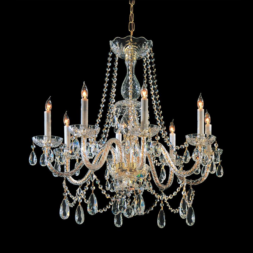 Traditional Crystal 8 Light Hand Cut Crystal Polished Brass Chandelier :  20D37