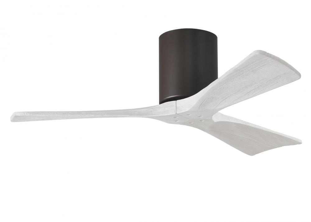 Irene-3H three-blade flush mount paddle fan in Textured Bronze finish with 42” solid matte white