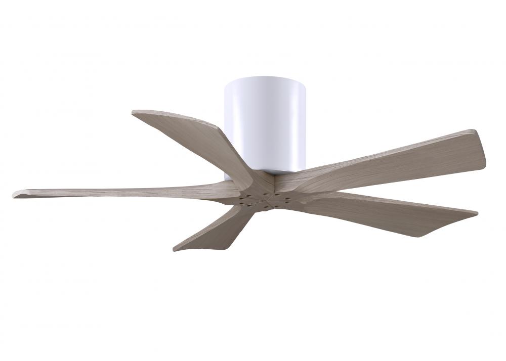 Irene-5H three-blade flush mount paddle fan in Matte White finish with 42” Gray Ash  tone blades