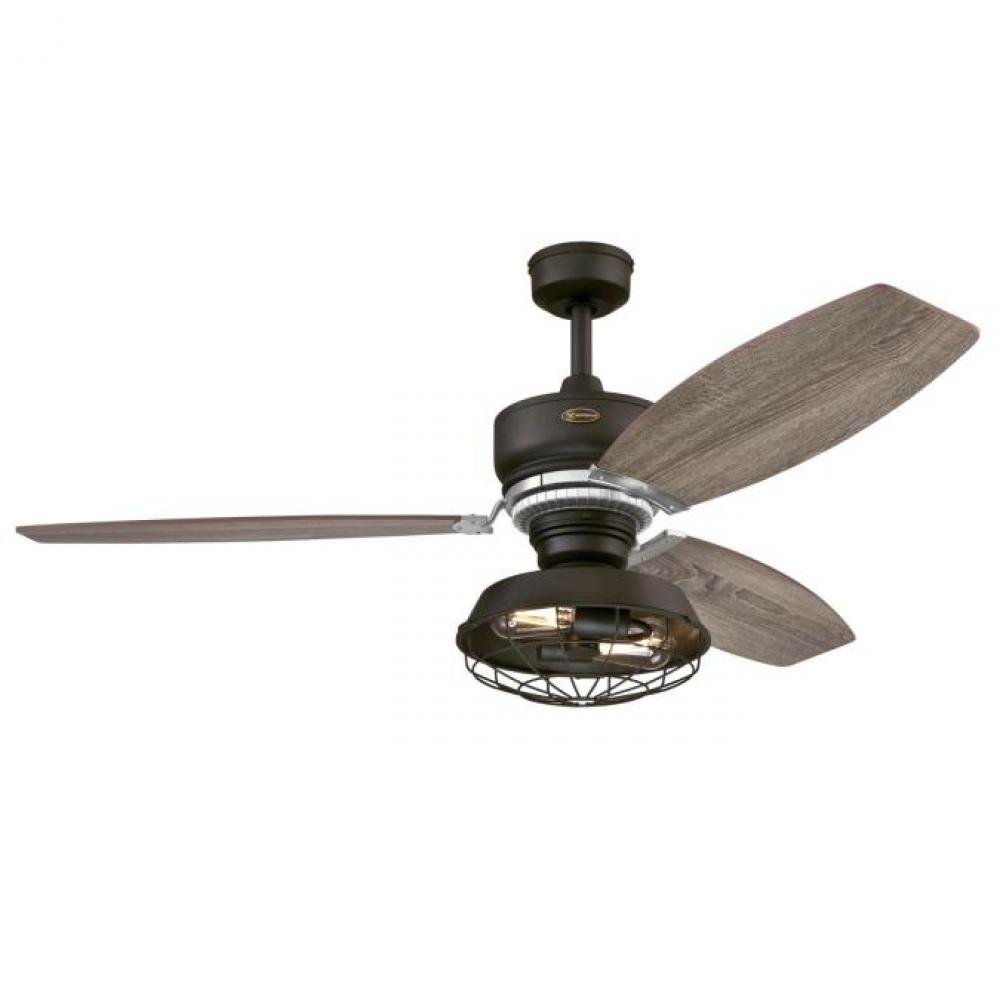 54 in. Weathered Bronze Finish Reversible Blades (Driftwood/Reclaimed Hickory) Metal Shade and