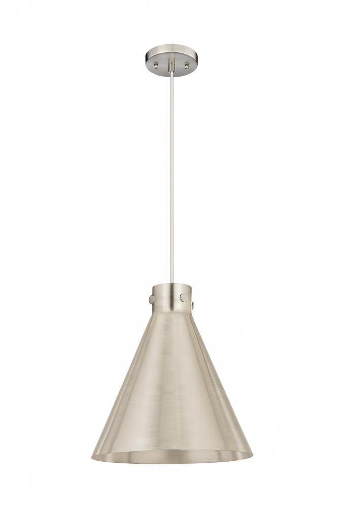 Newton Cone - 1 Light - 16 inch - Satin Nickel - Cord hung - Pendant