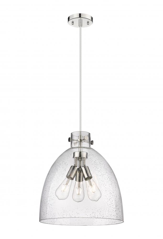 Newton Bell - 3 Light - 16 inch - Polished Nickel - Cord hung - Pendant