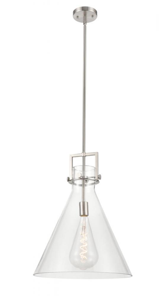 Newton Cone - 1 Light - 16 inch - Brushed Satin Nickel - Cord hung - Pendant