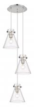 Innovations Lighting 113-410-1PS-PN-G411-8CL - Newton Cone - 3 Light - 16 inch - Polished Nickel - Multi Pendant