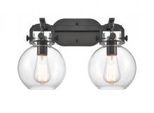 Innovations Lighting 410-2W-BK-7CL - Newton Sphere - 2 Light - 17 inch - Matte Black - Bath Vanity Light