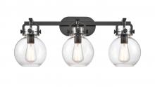 Innovations Lighting 410-3W-BK-G410-7CL - Newton Sphere - 3 Light - 27 inch - Matte Black - Bath Vanity Light