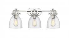 Innovations Lighting 410-3W-PN-G412-7SDY - Newton Bell - 3 Light - 27 inch - Polished Nickel - Bath Vanity Light