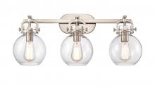 Innovations Lighting 410-3W-SN-7CL - Newton Sphere - 3 Light - 27 inch - Brushed Satin Nickel - Bath Vanity Light