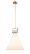 Innovations Lighting 411-1SL-BB-G411-16WH - Newton Cone - 1 Light - 16 inch - Brushed Brass - Cord hung - Pendant