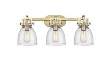 Innovations Lighting 411-3W-BB-G412-7SM - Newton Bell - 3 Light - 27 inch - Brushed Brass - Bath Vanity Light
