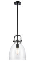 Innovations Lighting 412-1S-BK-10CL - Newton Bell - 1 Light - 10 inch - Matte Black - Stem Hung - Mini Pendant
