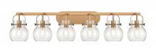 Innovations Lighting 423-6W-BB-G410-6CL - Pilaster II Sphere - 6 Light - 46 inch - Brushed Brass - Bath Vanity Light
