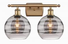 Innovations Lighting 516-2W-BB-G556-8SM - Rochester - 2 Light - 18 inch - Brushed Brass - Bath Vanity Light