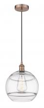 Innovations Lighting 616-1P-AC-G556-12CL - Rochester - 1 Light - 12 inch - Antique Copper - Cord hung - Mini Pendant