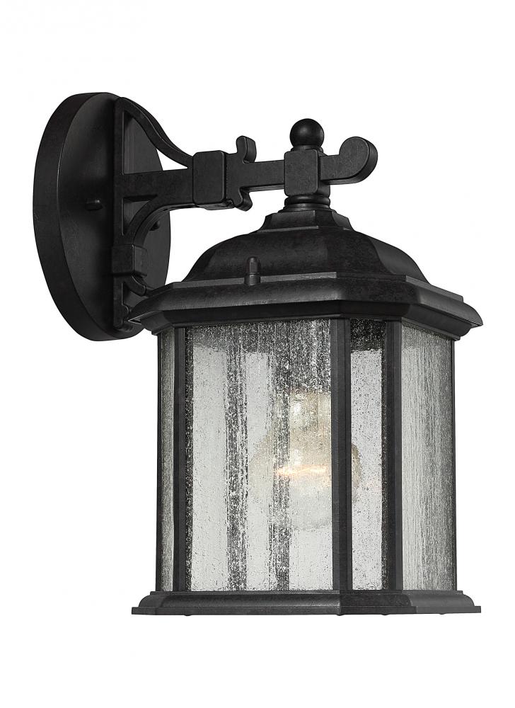 Kent traditional 1-light outdoor exterior small wall lantern sconce in oxford bronze finish with cle