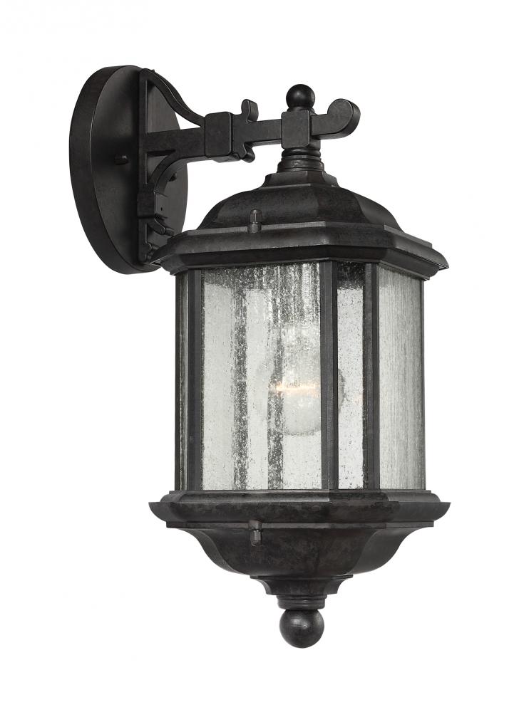 Kent traditional 1-light outdoor exterior medium wall lantern sconce in oxford bronze finish with cl