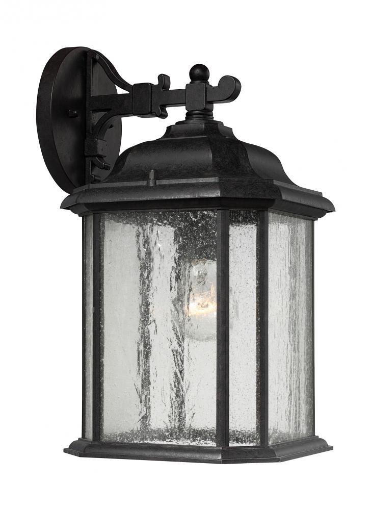 Kent traditional 1-light outdoor exterior large wall lantern sconce in oxford bronze finish with cle