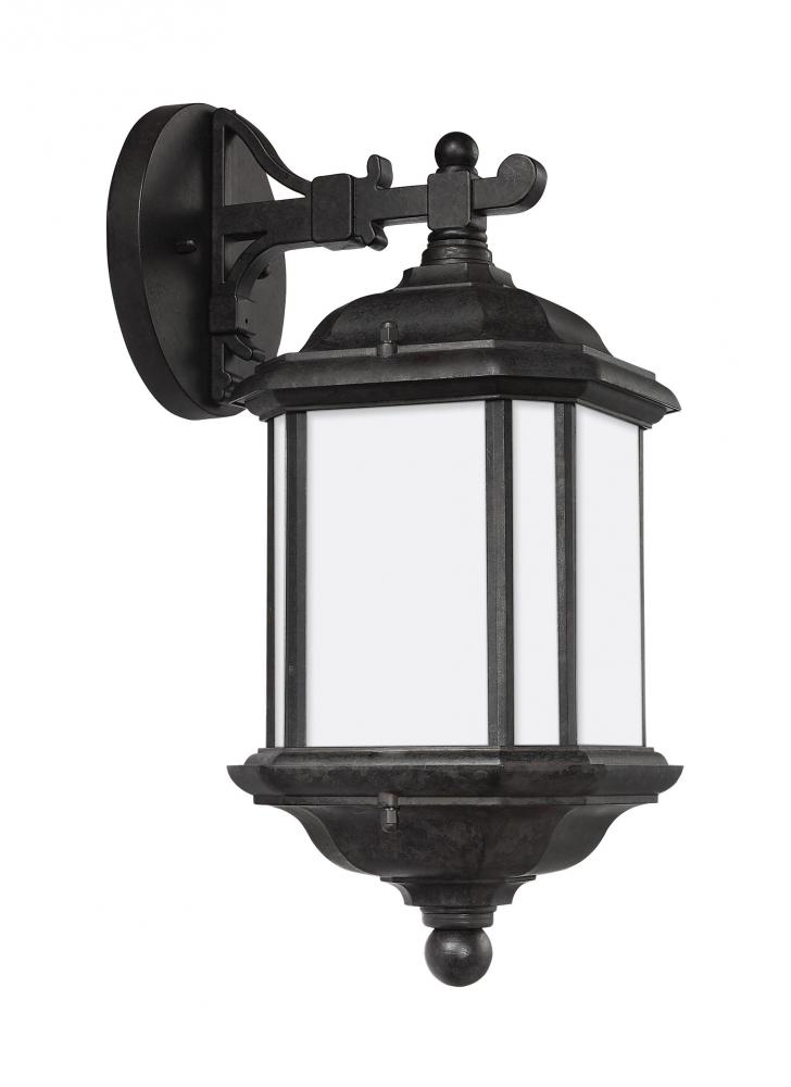 Kent traditional 1-light LED outdoor exterior medium wall lantern sconce in oxford bronze finish wit