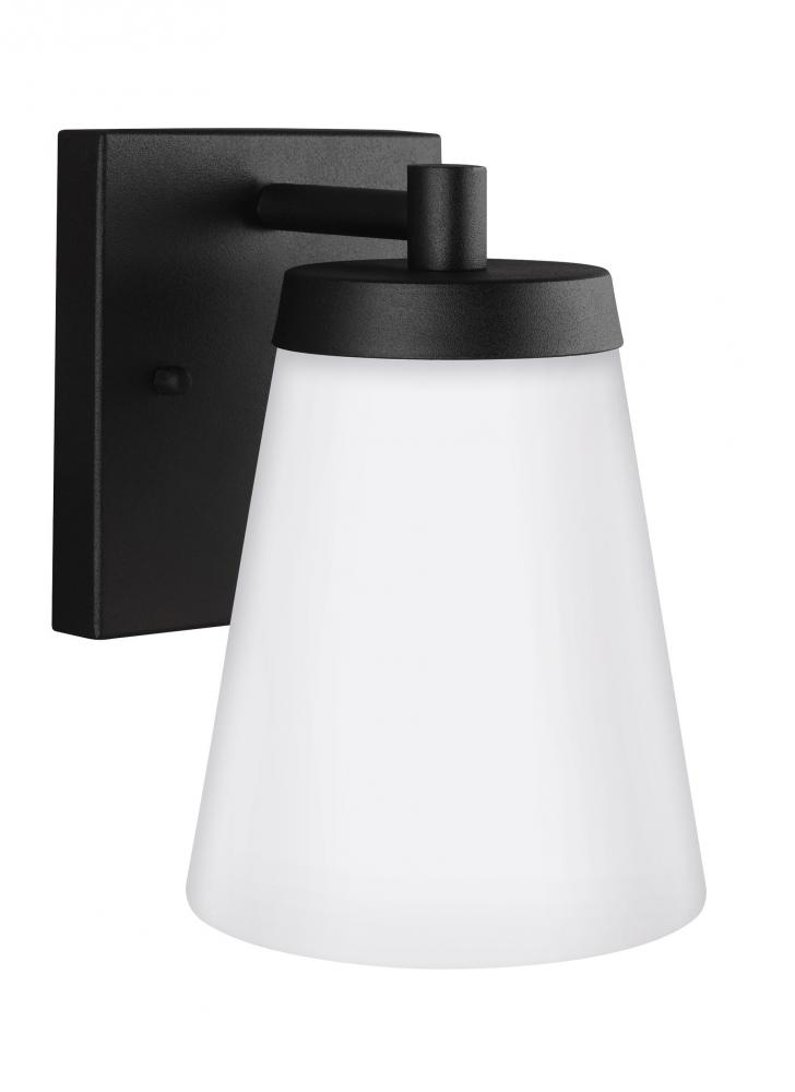 Renville transitional 1-light LED outdoor exterior small wall lantern sconce in black finish with sa