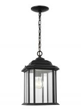 Generation Lighting 60031-12 - Kent traditional 1-light outdoor exterior ceiling hanging pendant in black finish with clear beveled